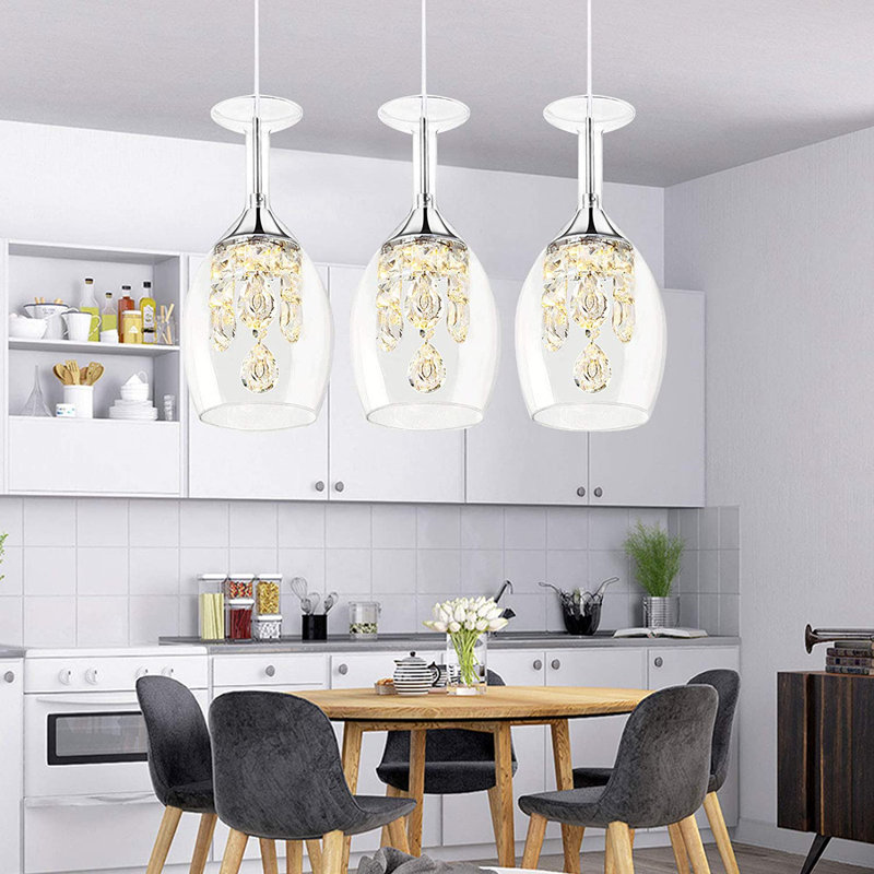 Alany 3 - Light Silver Kitchen Island Cylinder Pendant Light