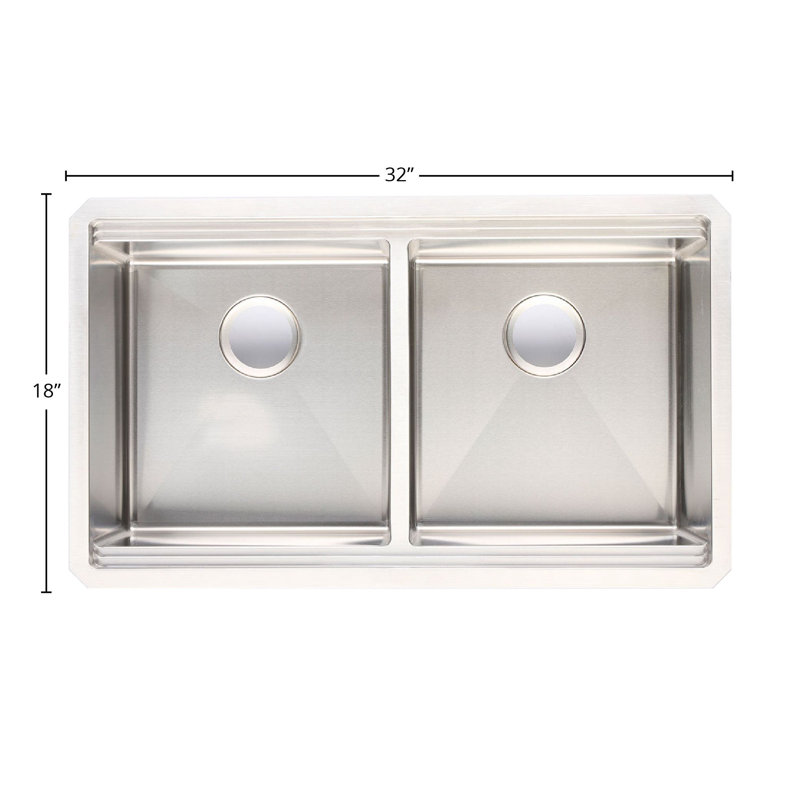 Évier double à double cuve DAX Workstation - 32 po x 18 po - 18G - R10, acier inoxydable, accessoires inclus