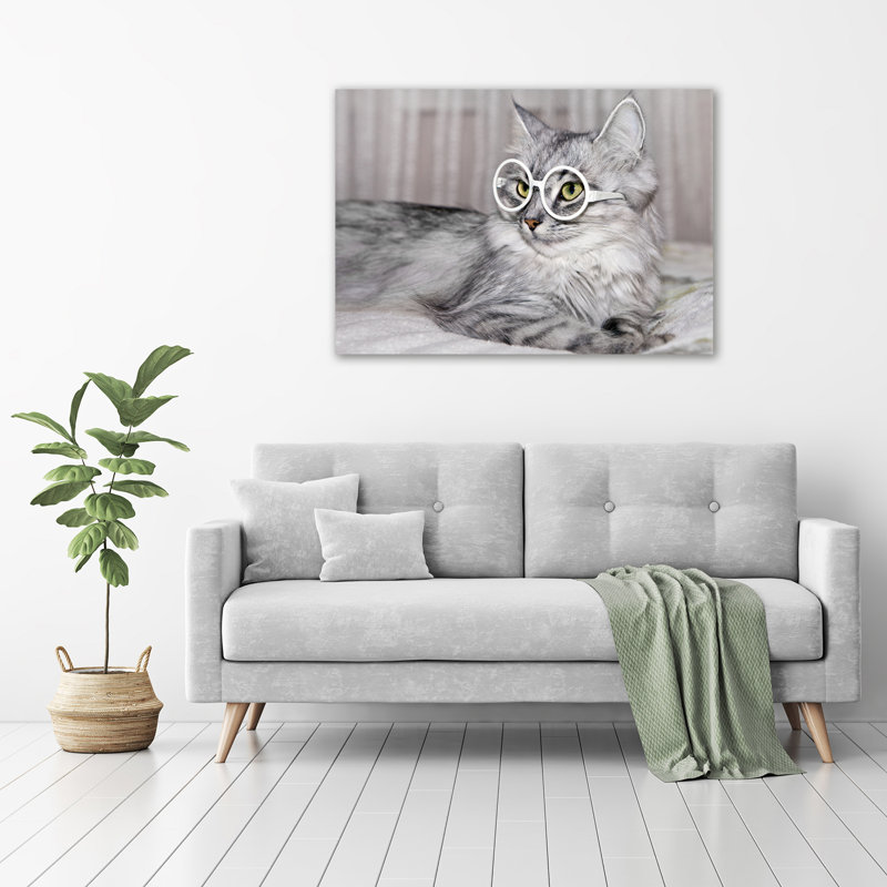 Cat With Glasses - Wrapped Canvas Print
