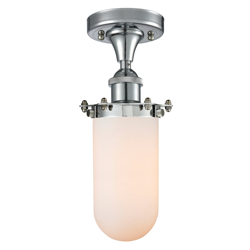 Plafonnier semi-encastré 1 lumière Calixta, DEL, Blanc mat, Chrome poli