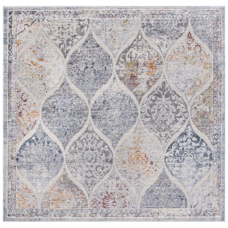 History 500 Performance Geometric Rug, Square 6'7"