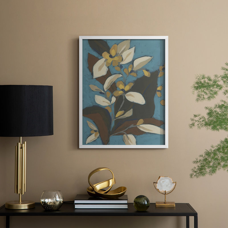 «Blue Shadow Garden II», reproduction encadrée - bois massif, H 30 po x l 24 po, Blanc
