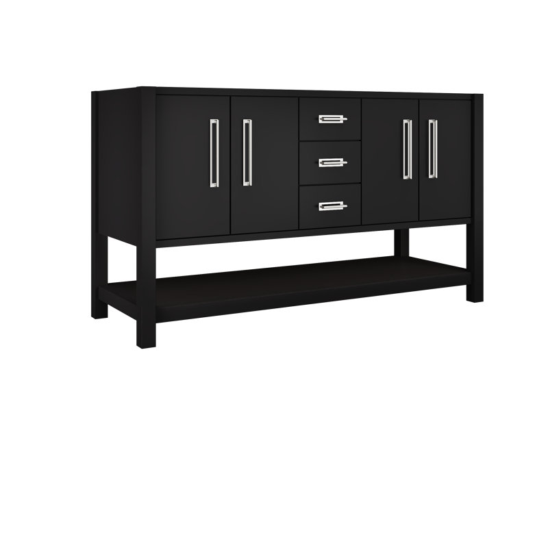 Kiawah Double Bath Vanity, Noir, Polished Chrome, 60"