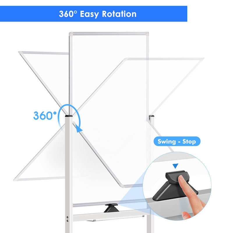 Tableau blanc effaçable à sec sur roulettes 48 po x 24 po