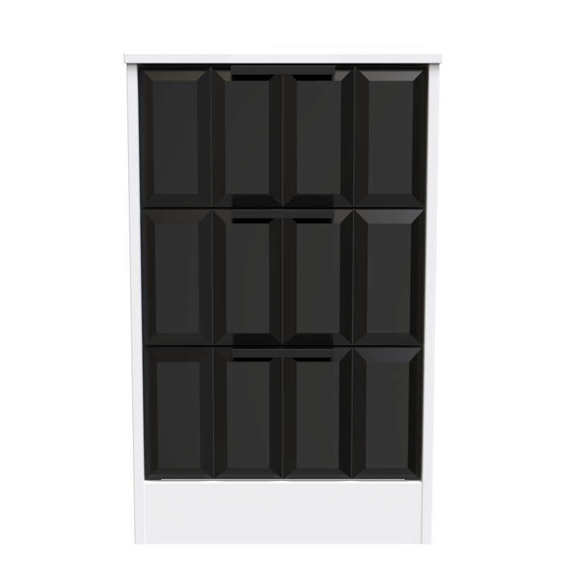Doss 45cm W Manufactured Wood Bedside Table, Deep Black/White Matt