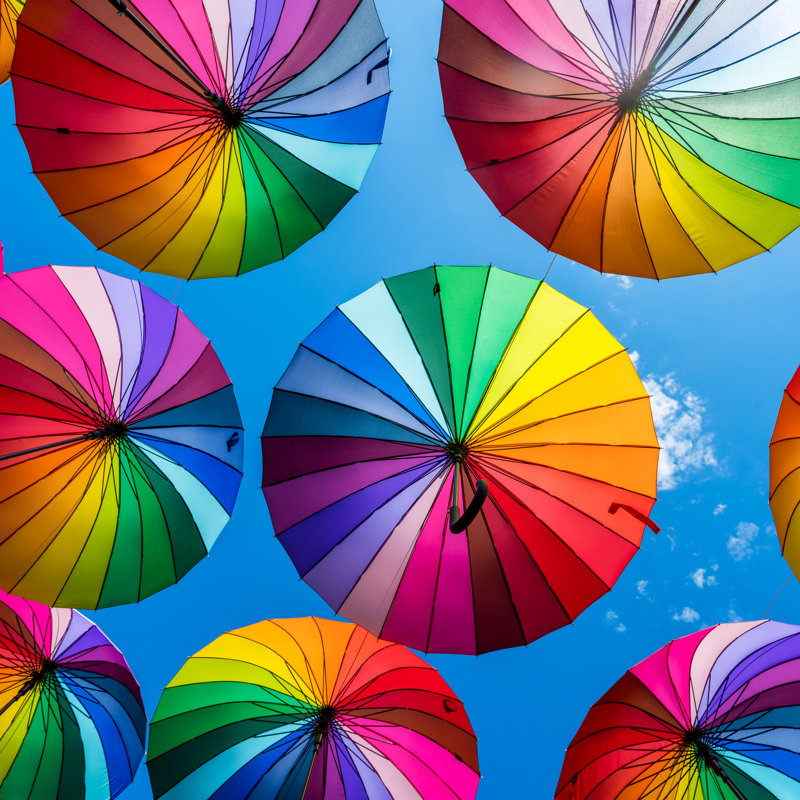 Colorful Umbrellas Background - Wrapped Canvas Print, 30cm H x 30cm W x 3.8cm D