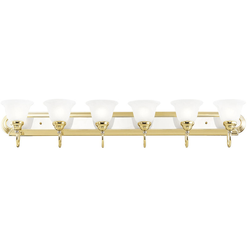 6 - Light Vanity Light, Polished Brass/Polished Chrome