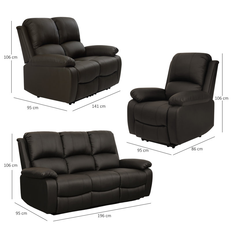 Mikaal 3 - Piece Faux Leather Living Room Set, Brown