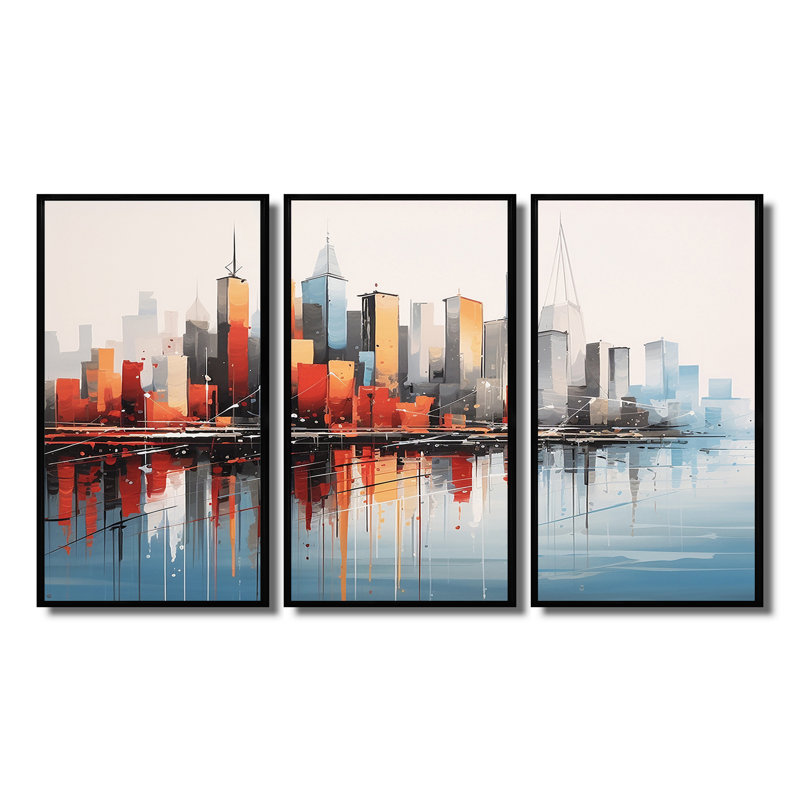 Ensemble de salon Naya - New York City Wall Art, Cadre flottant noir, H 40 po x l 60 po x P 1 po
