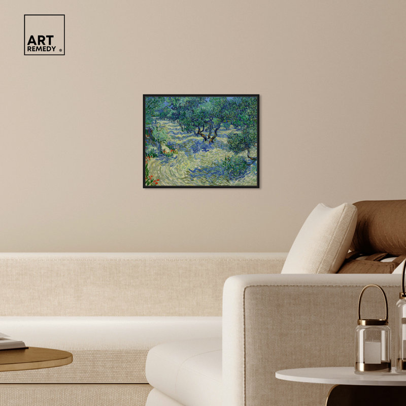 Art mural floral Vincent Van Gogh, H 17 po x l 21 po, Cadre noir