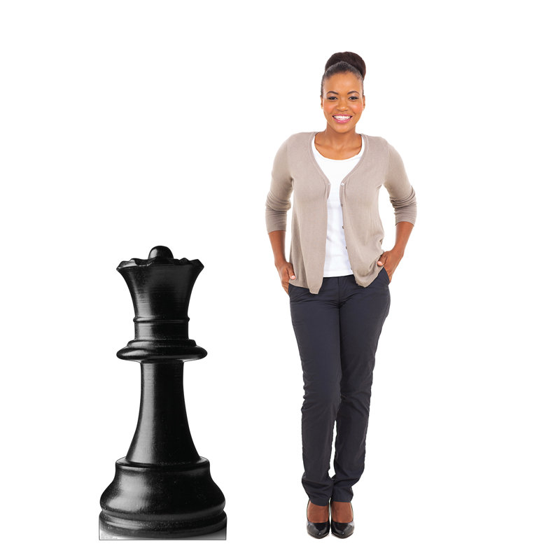 45'' Black Cardboard Chess Queen Standup Decor