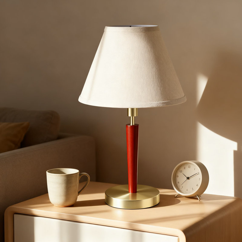 Lampe de table de style Mid-Century moderne à contrôle tactile, à intensité variable à 3 voies, base en bois de chêne pour chambre à coucher, salon, bureau, ampoule incluse