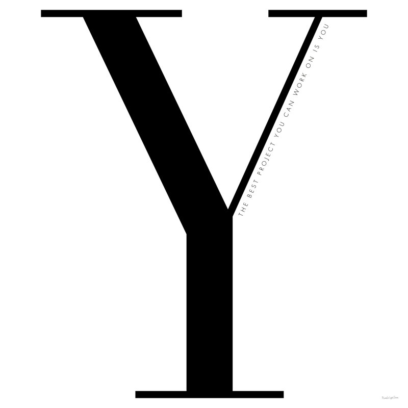 Y Is For You On White by Mercedes Lopez Charro - No Frame Print on Canvas, 91cm H x 91cm W x 3.8cm D