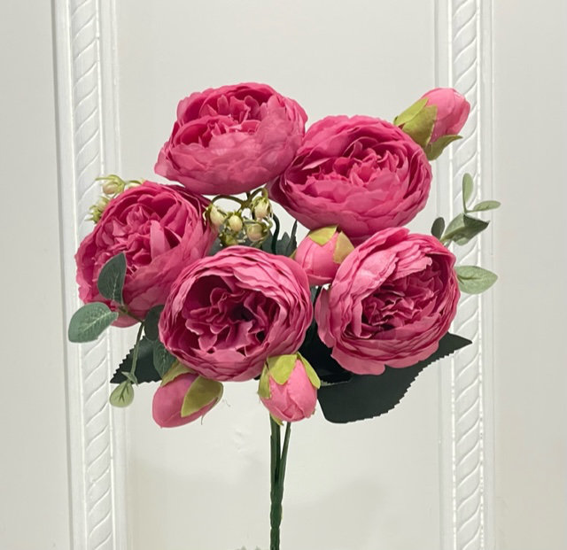 Tiges de pivoine en soie, Rose vif