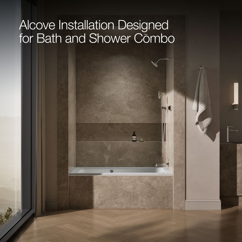 Archer® Alcove Whirlpool with Bask Heated Surface, Tile Flange and Left-Hand Drain, Right, Ice Gray