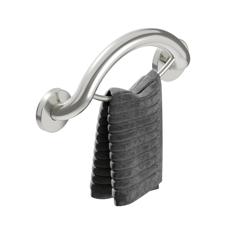 Porte-serviettes PLUS 14,5 po PLUS, conçu pour la sécurité de la salle de bain (capacité de 500 lb), Acier inoxydable brossé