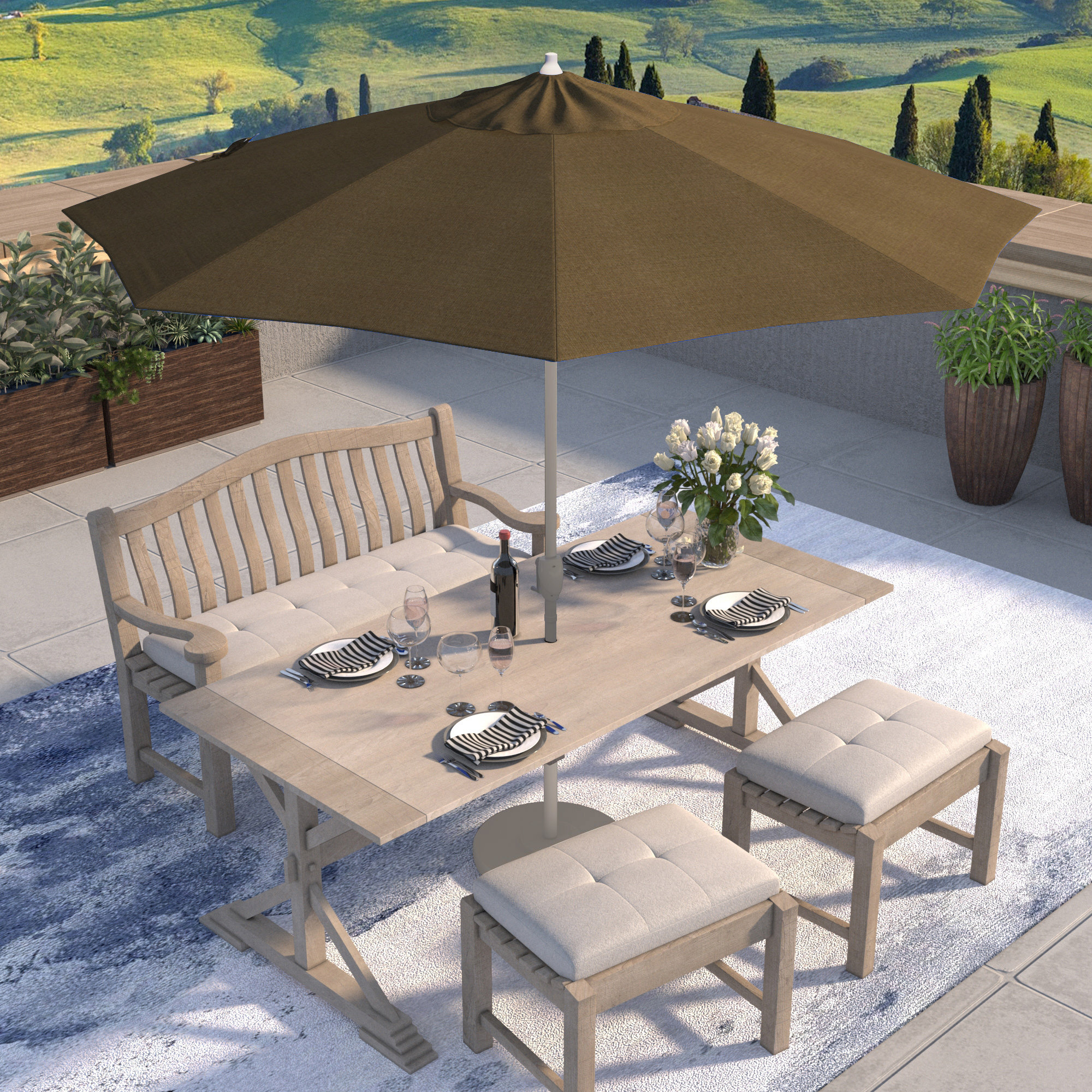 Kenne Sunbrella® Outdoor Umbrella, Sesame Sunbrella® Linen, 108" W x 108" D