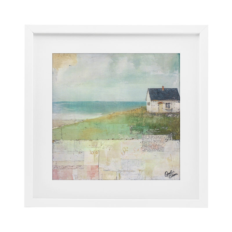 «Quiet Place By The Coast», reproduction sous verre encadrée, design par Opal Edison, H 13 po x l 13 po, Cadre blanc côtier