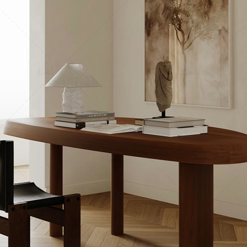 Black walnut large-panel desk