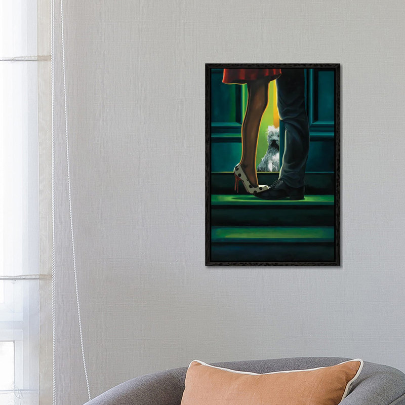 Learning To Share by Ross Jones - Painting on Canvas, 66.04cm H x 45.72cm W x 3.81cm D, Black Framed
