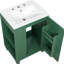Meuble-lavabo 24 po avec lavabo en céramique, structure en bois massif, rangement multifonctionnel, porte, finition, planches rétro classiques, poignées en métal, espace sous l'évier, 2 tablettes, accès facile à la plomberie