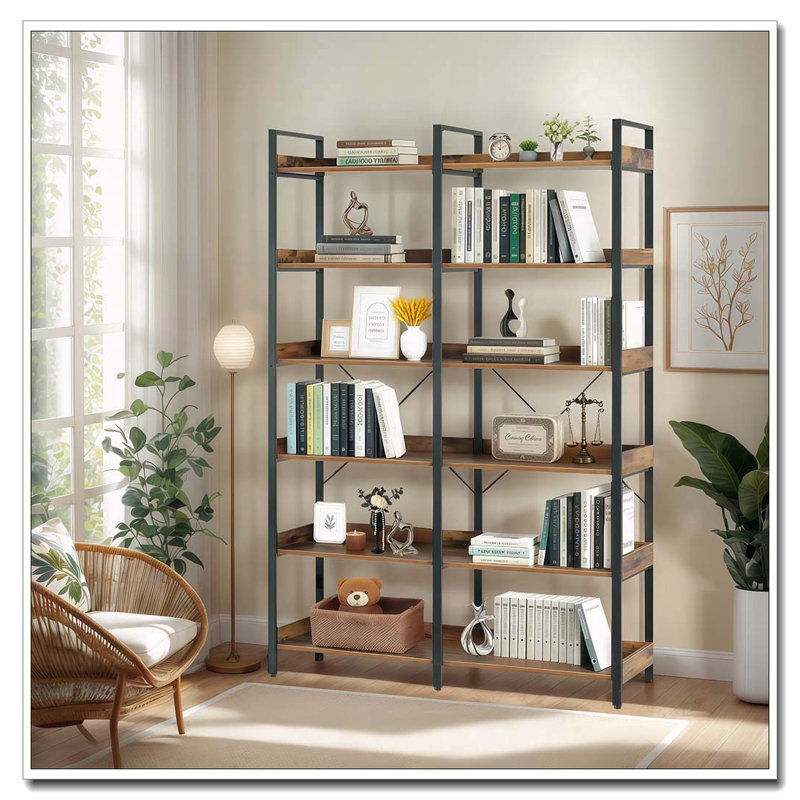 6-Tier Industrial Bookshelf