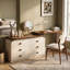 Bureau de coiffeuse extensible et commode à 6 tiroirs, table de maquillage réversible avec plateau en noyer