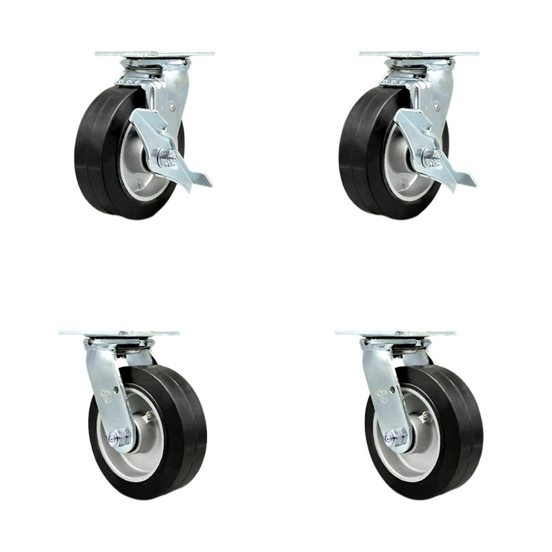 Ensemble de 4 roulettes en caoutchouc sur aluminium
