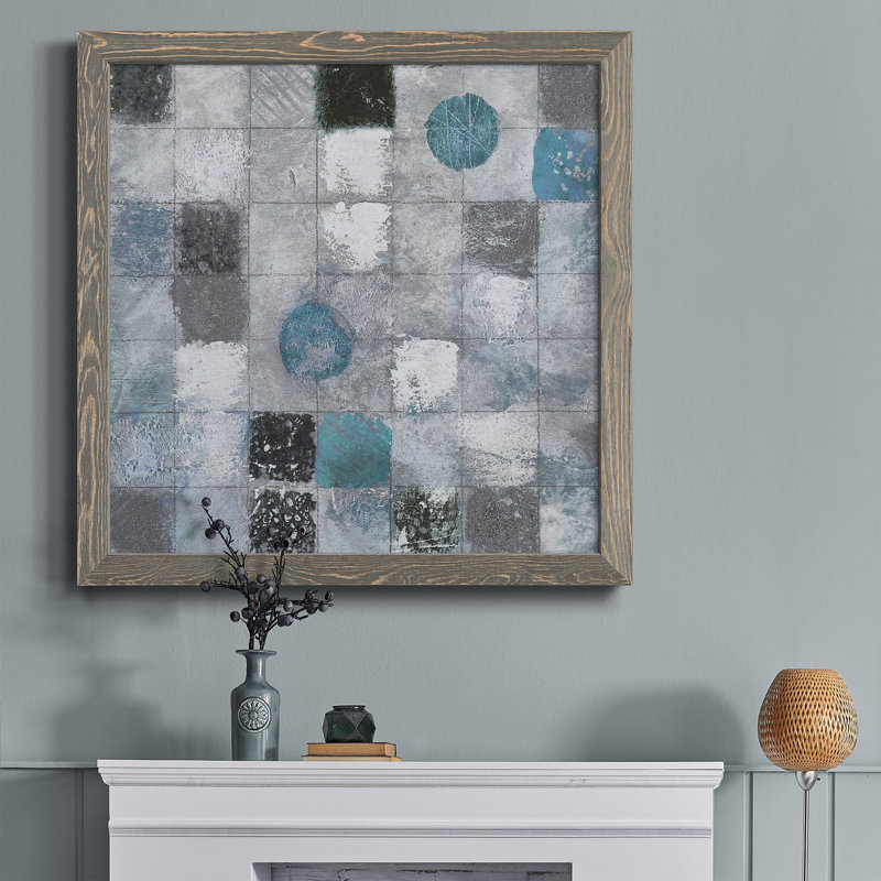 Papillon sur bleu - Reproduction d'art sur toile encadrée, H 31,5 po x l 31,5 po x P 1,5 po, Cadre gris