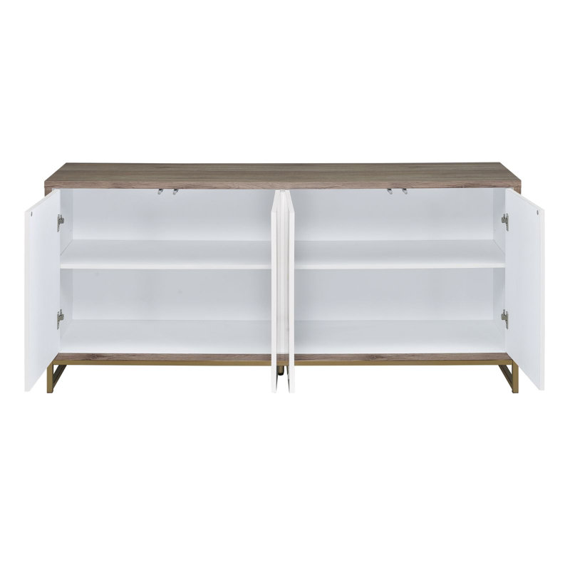 Console Cabinet,Marble Paint & Chrome Finish