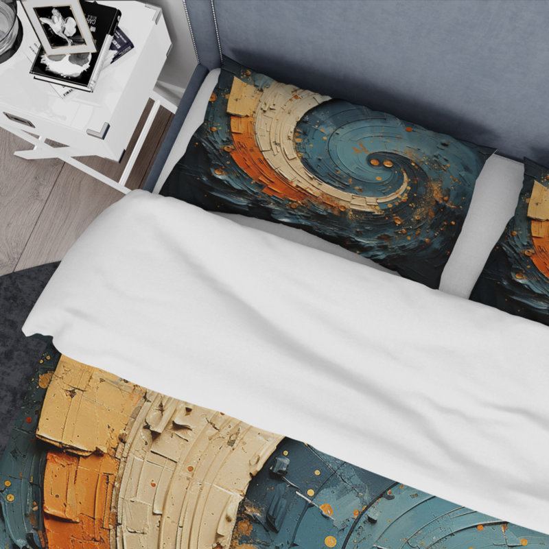 Ensemble de housse de couette Orange Spiral Abstract Spirals II - Abstract Spirals - Microfibre polyester