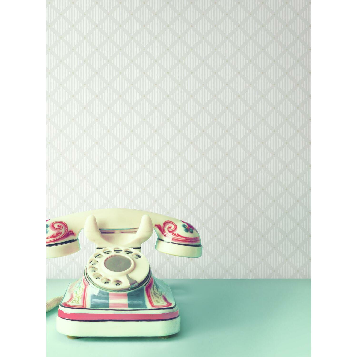 Floral Wallpaper, White/Tan