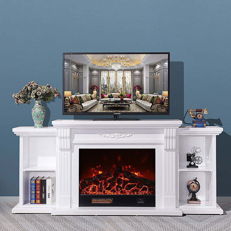 Armoire de rangement télé American Fireplace, Ivoire