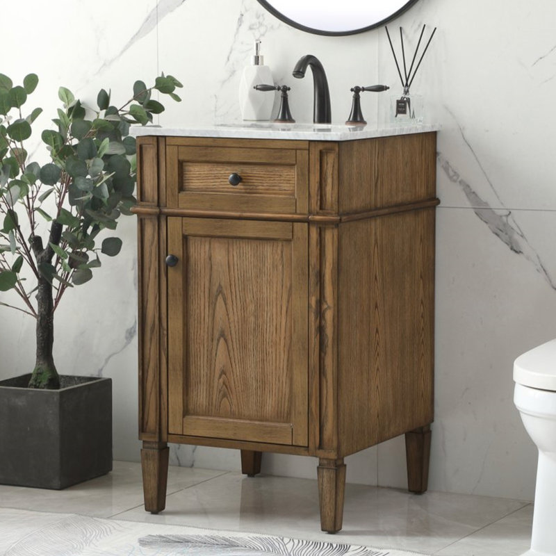 Rivers 21'' Single Bathroom Vanity with Marble Top, Driftwood