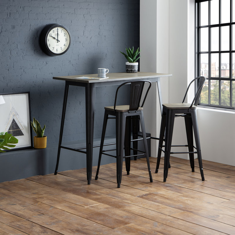 Ohlone Solid Wood Top Metal Base Dining Table