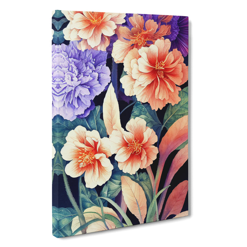XC1022-5089X Water Painted Flowers No.2 - Wrapped Canvas Print, 60cm H x 40cm W x 3cm D