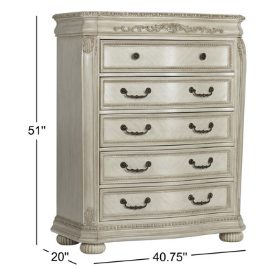 Aguon 40.75" W Solid Wood 5-Drawer Chest