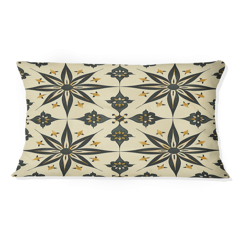 Coussin lombaire beige Mid-Century avec étoiles Mid-Century