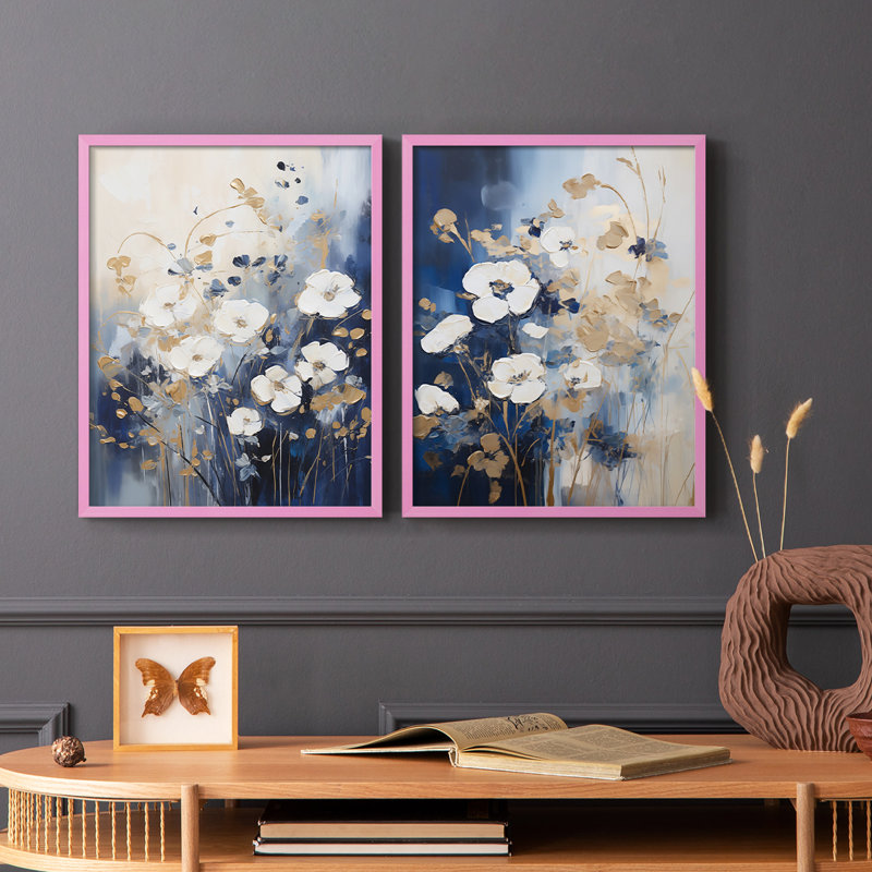 FLORAL Series CECII - Impression encadrée de qualité supérieure - prête à être accrochée - aucun clou requis - aucun clou requis