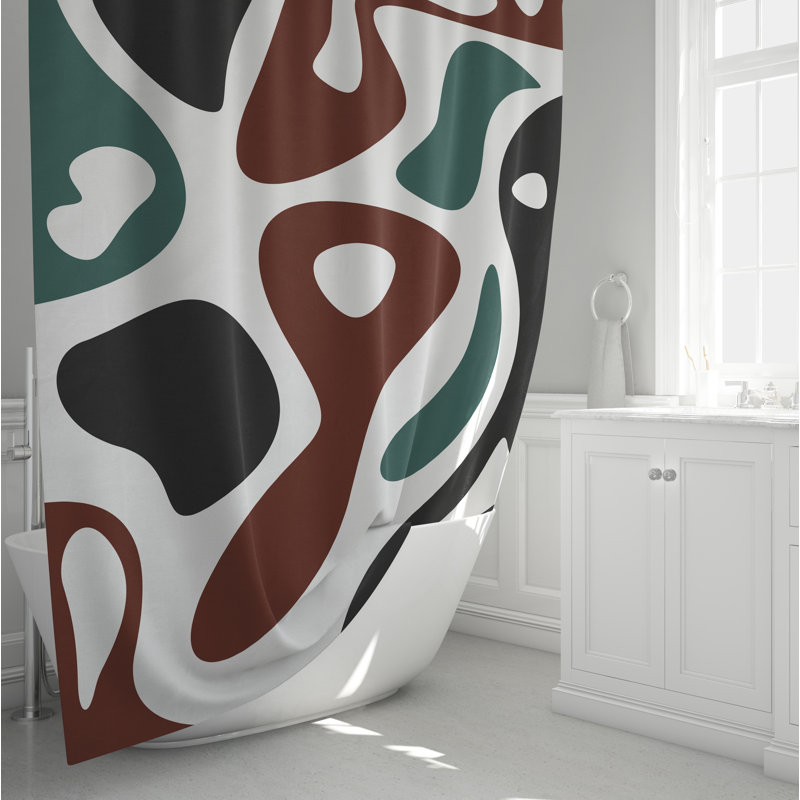 Abstract Mid Century Modern Shower Curtain, 93" H x 70" W