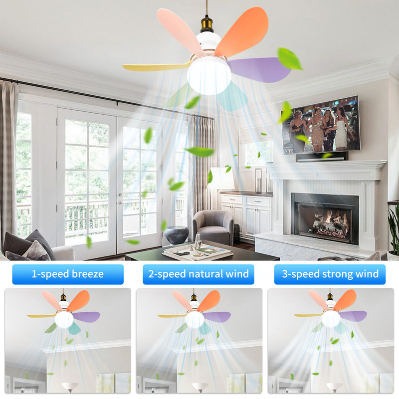 Biyori Ceiling Fan with Light 3-Speed Brushless Motor Remote Control Chandelier Fans, Multicolor