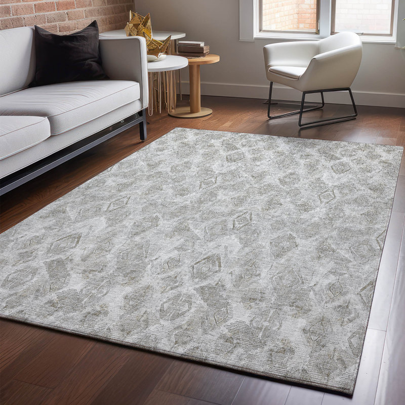 Premium Machine Washable Cerrito Silver Rug, Rectangle 8' x 10'