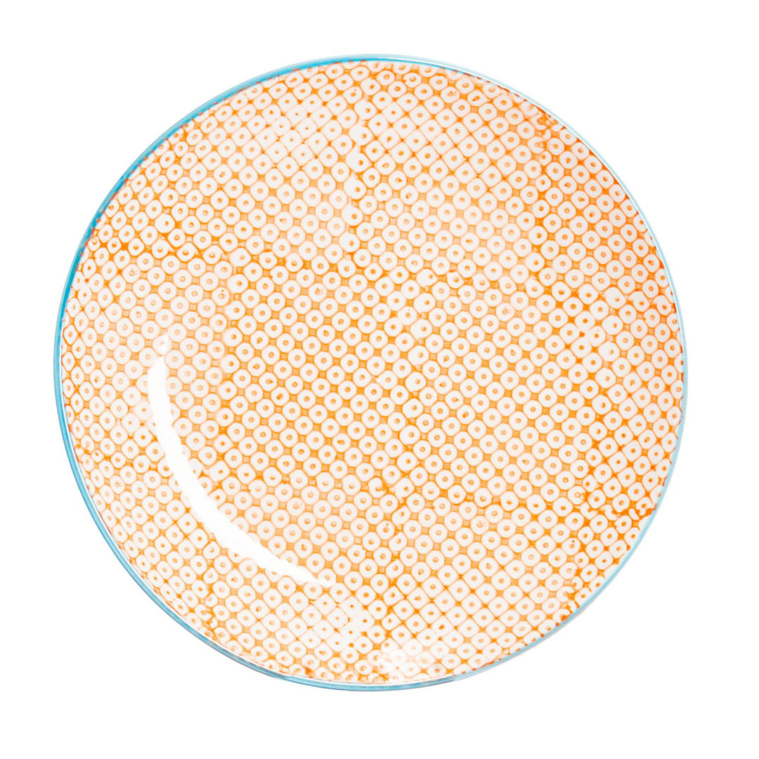 Nicola Spring - Hand-Printed Dinner Plate - Orange