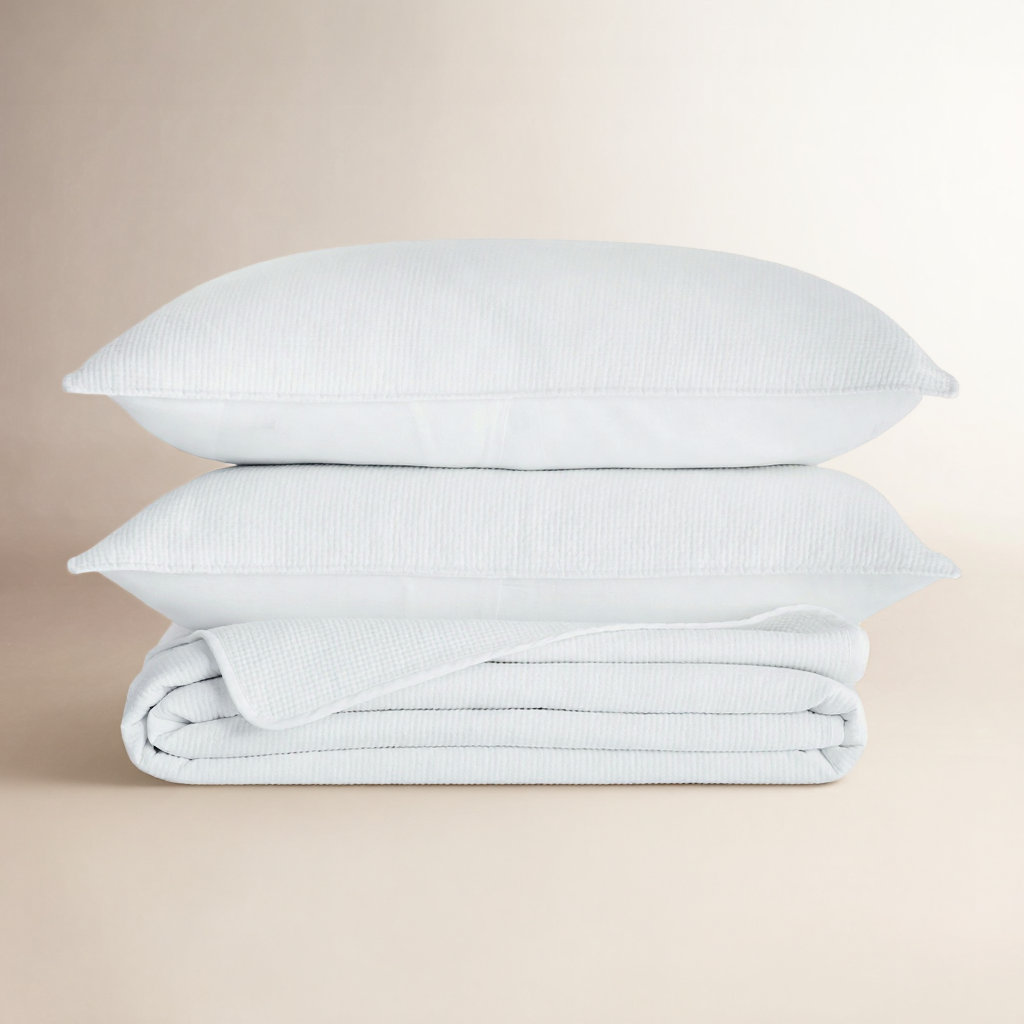 Sedna Cotton Quilt Set, Ivory, Queen Quilt + 2 Queen  Shams