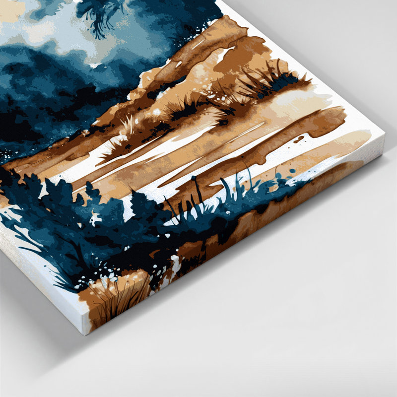Aquarelle, paysage, 68, art mural sur toile verte, 8" H x 8" W