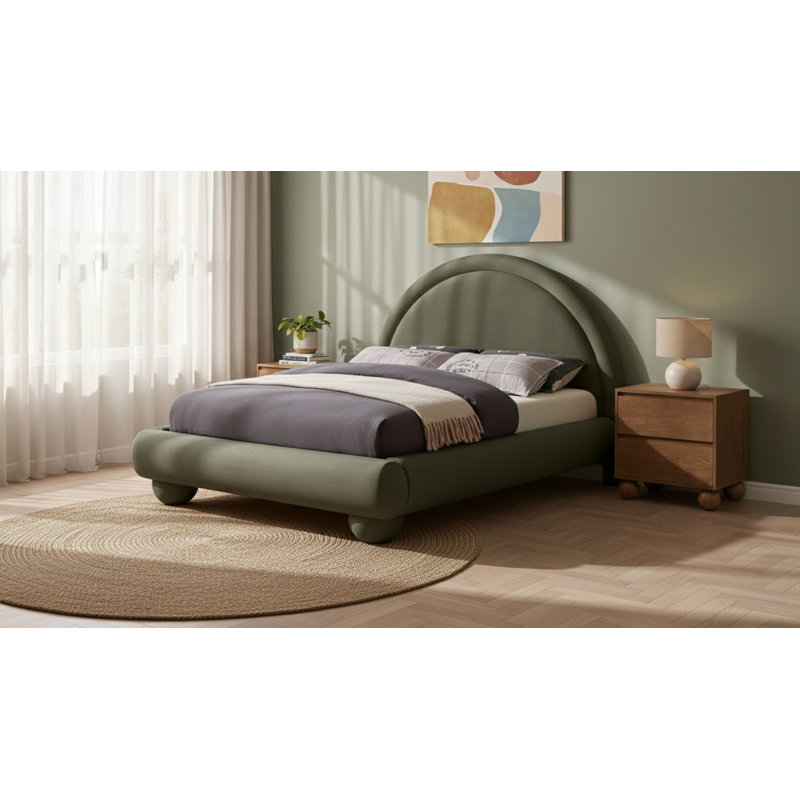 Madrid Velvet Bed, Full / Double, Green Velvet