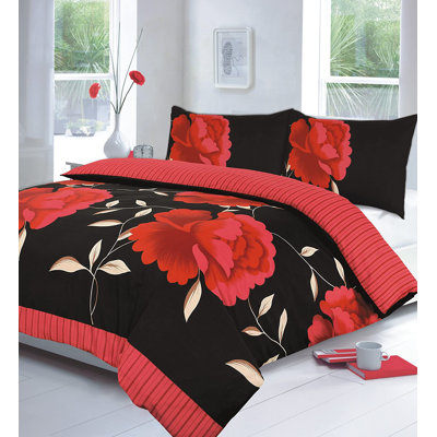 Yasmeen Black Plain Weave 180 TC Duvet Cover Set