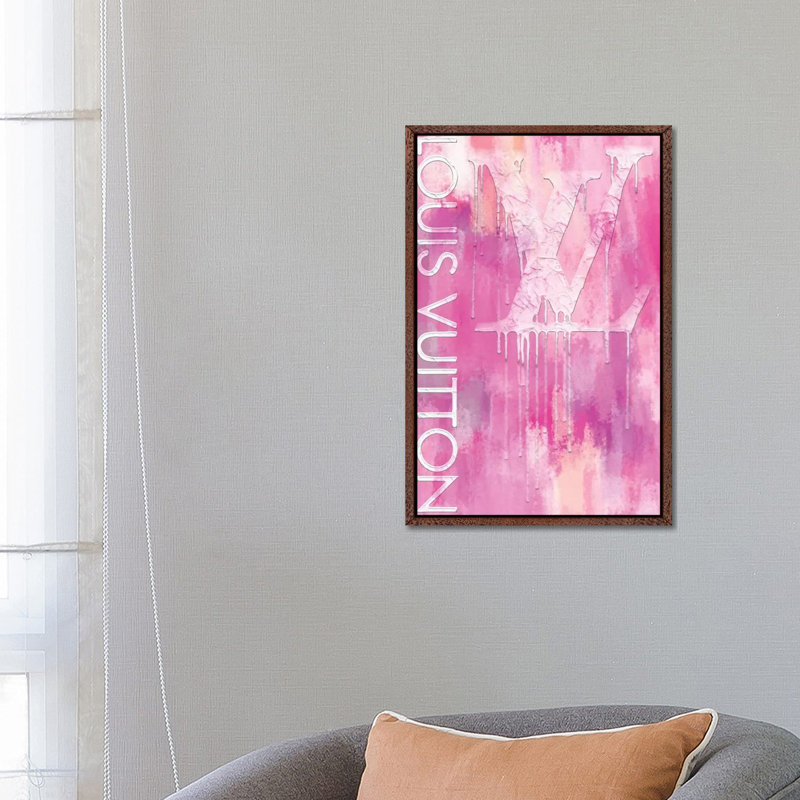 Fashion Drips LV Pinkly by Pomaikai Barron - Print on Canvas, 101.6 cm H x 66.04 cm W, Brown Framed