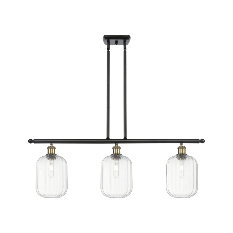 Ballston - Draves - Luminaire suspendu pour pot à 3 lumières, Clair, Laiton antique noir