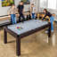 Bancs de table et de rangement pour la piscine, la salle à manger et le tennis de table GoSports 8 pi 3 en 1 - Billard convertible avec accessoires de jeu - Chêne foncé-122503498-114225485